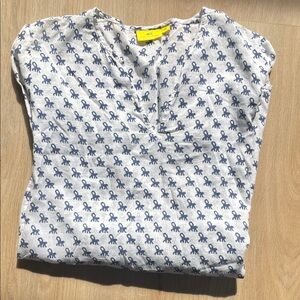 Roberta Roller Rabbit 100% Cotton Blue and White ‘Kurta’ Tunic Coverup Medium